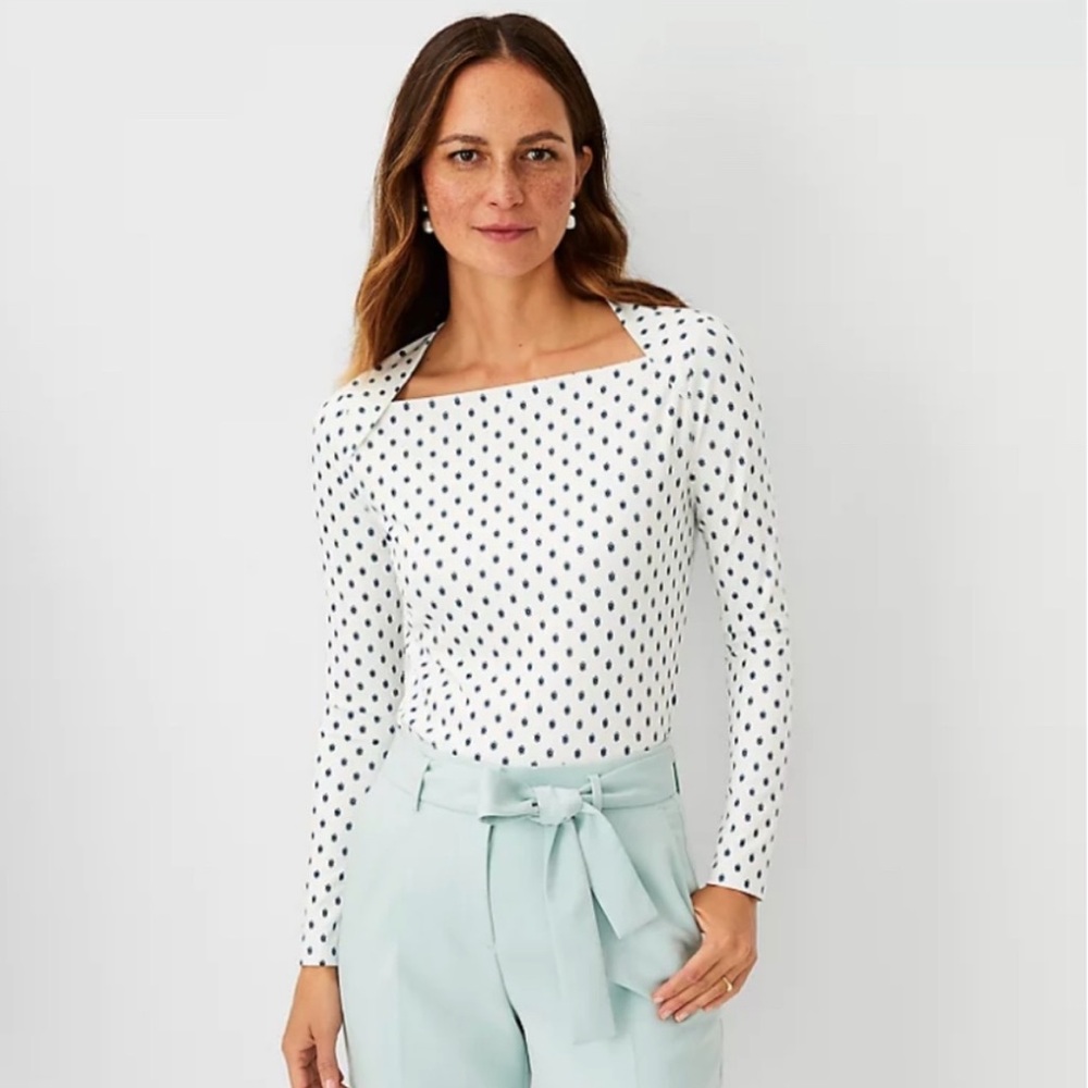 Ann Taylor Refined Geo Stretch Patterned Top
